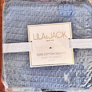 Lila & Jack Blue Cotton Waffle Baby Blanket